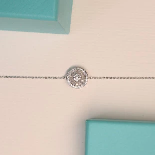 Pulseira Pizza Média Cravejada com Zircônia em Prata