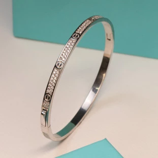 Bracelete Fenda Cravejado Com Zircônias Em Prata
