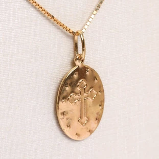 Pingente Medalha Nsa Senhora De Fatima Em Ouro Amarelo