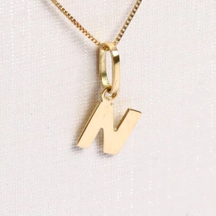 Pingente Letra N Em Ouro Amarelo