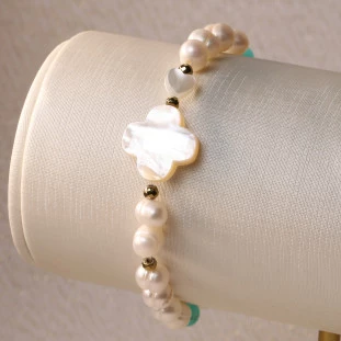 Pulseira Pérola e Gemas Variadas