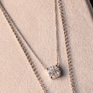 Gargantilha Redonda Cravejada Com Diamantes Em Ouro Branco