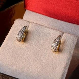 Brinco Argola Gota Pavê Cravejada Com Diamantes Em Ouro Amarelo