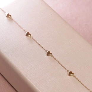 Pulseira Corações Em Ouro Amarelo