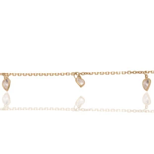 Pulseira Infantil com Pingentes Coração em Ouro Amarelo