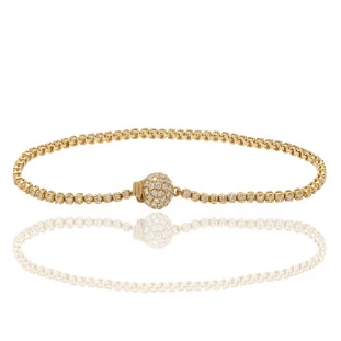 Pulseira Riviera Bola Com Diamantes Em Ouro Amarelo