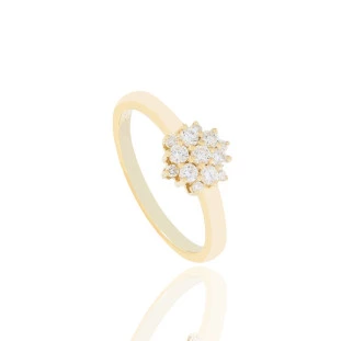 Anel Chuveiro com Diamantes em Ouro Amarelo
