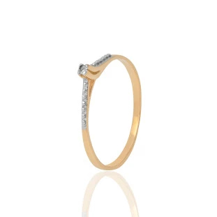Anel Solitário com Diamantes em Ouro Amarelo
