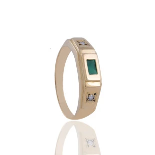 Anel com Esmeraldas e Diamantes em Ouro Amarelo