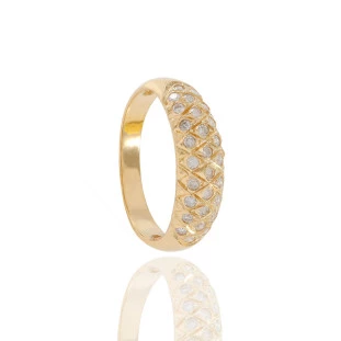 Anel Aparador com Diamantes em Ouro Amarelo