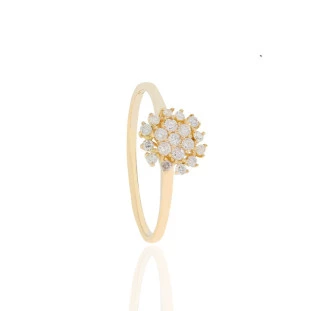 Anel Chuveiro Com Diamantes Em Ouro Amarelo
