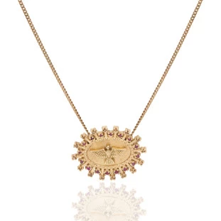 Gargantilha Espírito Santo com Diamante e Rubi em Ouro Amarelo