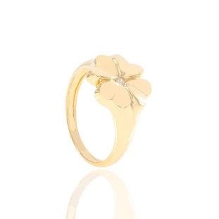 Anel Trevo Com Diamante Em Ouro Amarelo
