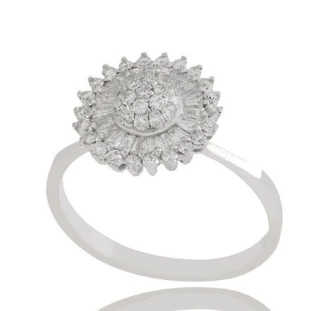 Anel Pizza Cravejado Cravejado Com Diamantes Em Ouro Branco