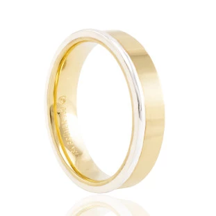 Aliança Fio De Ouro Branco Em Ouro Amarelo
