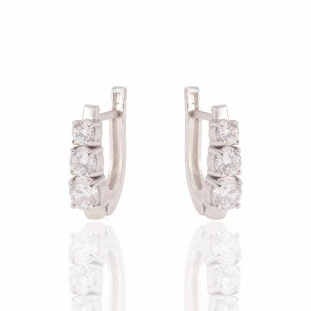 Brinco Pequeno com Zircônias em Ouro Branco