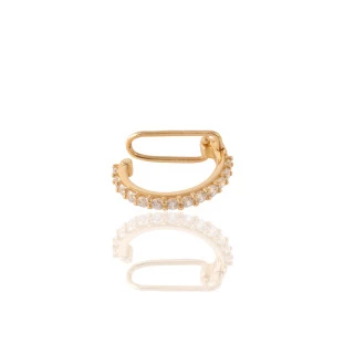 Piercing Orelha Cravejado com Zircônia em Ouro Amarelo