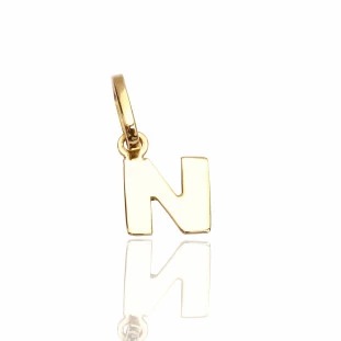 Pingente Letra N Em Ouro Amarelo