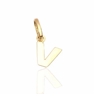 Pingente Letra V Em Ouro Amarelo