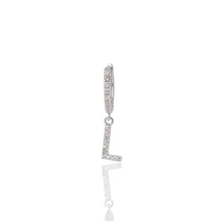 Argola Pequena Letra L Cravejada com Zircônia em Prata