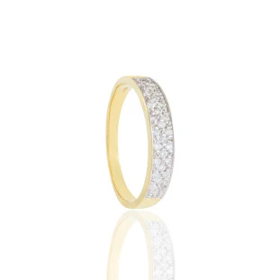 Anel Aparador Cravejado Com Diamantes Em Ouro Amarelo 