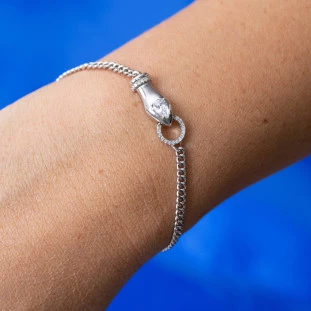 Pulseira Cobra Com Zircônia Em Prata