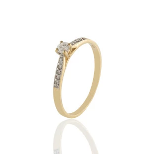 Anel Solitário com Diamante em Ouro Branco