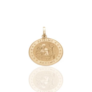 Pingente Placa Batismo Laser em Ouro Amarelo