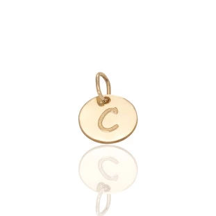 Pingente Placa Letras Laser em Ouro Amarelo-C