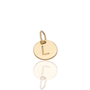 Pingente Placa Letras Laser em Ouro Amarelo-L