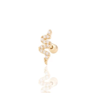 Piercing Cobra Cravejado com Zircônia em Ouro Amarelo