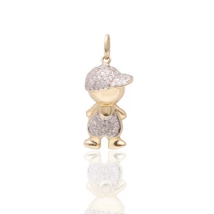 Pingente Menino com Diamante em Ouro Amarelo
