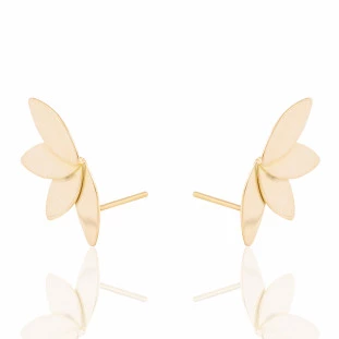 Brinco Pétalas Médio em Ouro Amarelo