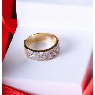 Anel Aparador Largo com Diamante em Ouro Amarelo