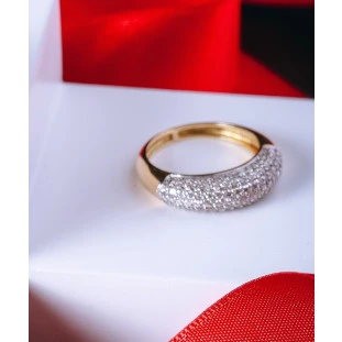 Anel Aparador Largo com Diamantes em Ouro Amarelo