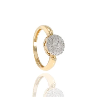 Anel Redondo Pavê com Diamantes em Ouro Amarelo