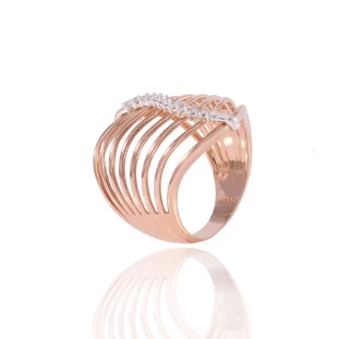 Anel Fios Com Diamantes Em Ouro Rose
