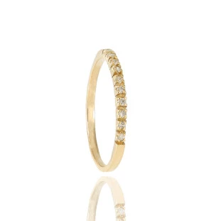 Anel Meia Aliança com Diamantes em Ouro Amarelo