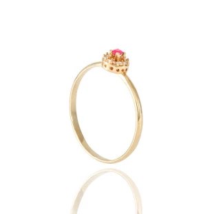Anel com Rubi e Diamantes em Ouro Amarelo