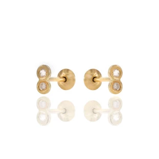 Brinco Duplo Diamante em Ouro Amarelo