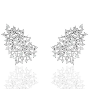 Brinco Ear Cuff Cravejado com Zircônia em Prata