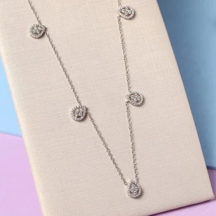 Gargantilha  Gotas Cravejadas Com Diamantes Em Ouro Branco 