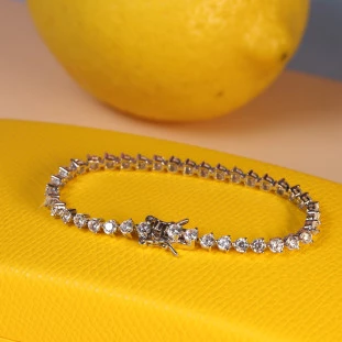 Pulseira Riviera Cravejada Com Zircônias Em Prata