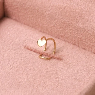 Piercing Fio Duplo Com Coração Em Ouro Amarelo 