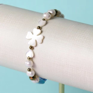 Pulseira Pérola e Gemas Variadas