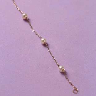 Pulseira Infantil Com Pérolas Em Ouro Amarelo
