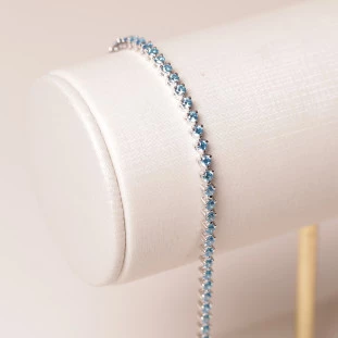Pulseira Riviera Com 3 Garras Cravejado Com Zircônias Topázios Em Prata 