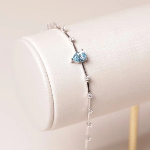 Pulseira  Canutilho Com Zircônia Gota Topázio Em Prata 