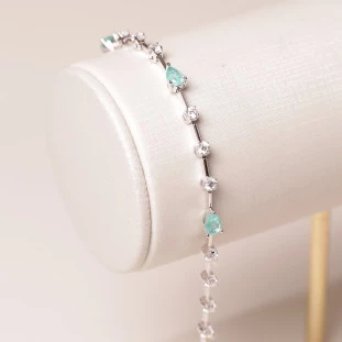 Pulseira Riviera  Gotas Com Zircônias Colombianas Em Prata 