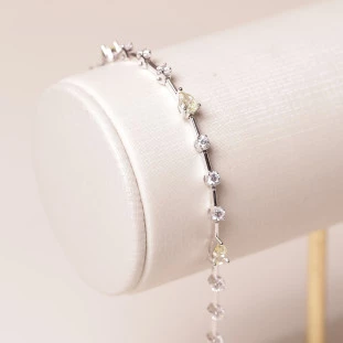 Pulseira Riviera  Gotas Com Zircônias Amarelas Em Prata 